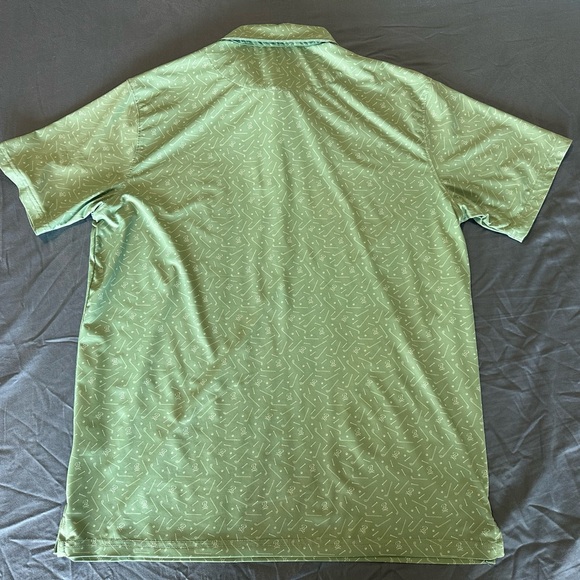 Barstool Sports‎ Elegant Green Golf Polo Shirt with Subtle Pattern - Picture 2 of 3